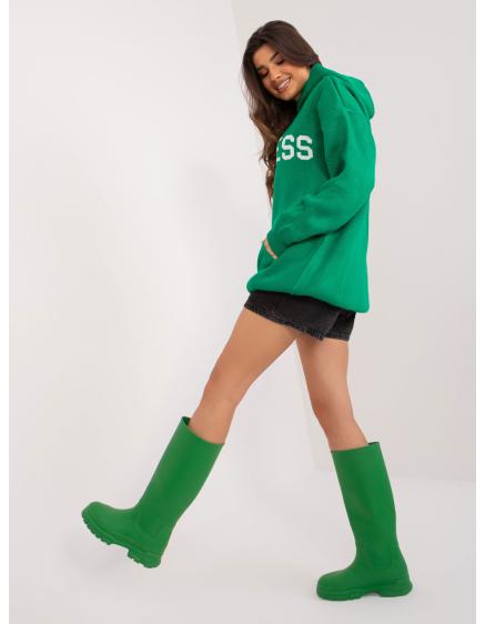 Dámský svetr nadměrné velikosti s kapucí PITRA zelený
