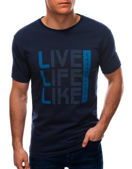 Pánské tričko s potiskem S1569 tmavě modrá