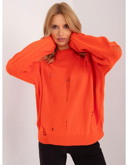 Dámský svetr nadměrné velikosti ze směsi vlny oranžový