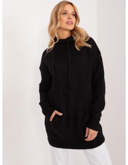 Dámský svetr s kapucí černý