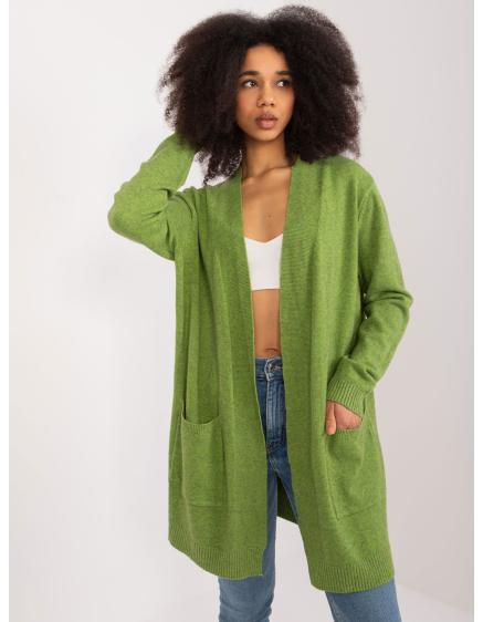 Dámský svetr s kapsami světle zelený