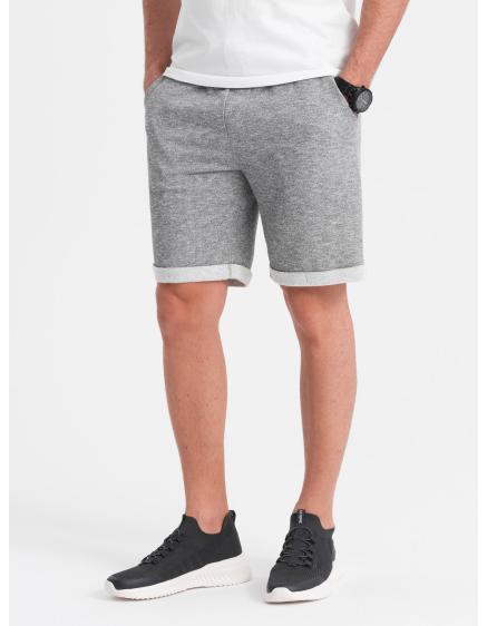 Levně Pánské šortky LOOSE FIT z melanžové tkaniny šedé