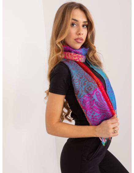Dámský šátek s potiskem a střapci barevný