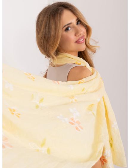 Dámský šátek s výšivkou světle žlutý