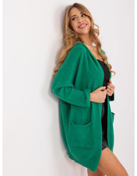 Dámský svetr s kapucí zelený