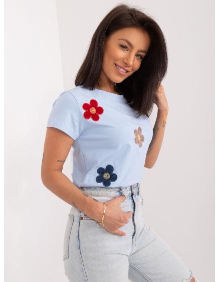 Dámské tričko s květinovým vzorem BASIC FEEL GOOD světle modré