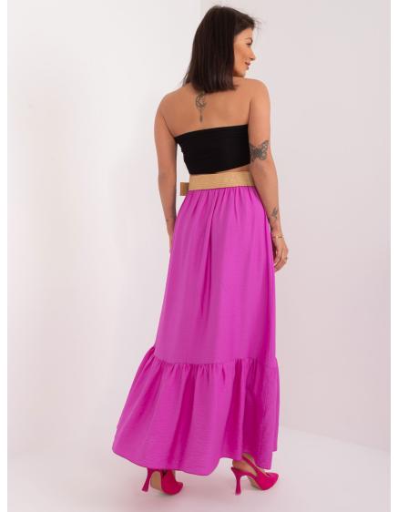 Dámská sukně s pleteným páskem a volánem fialová