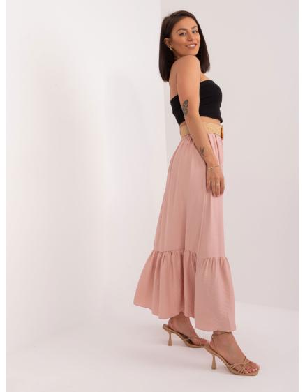 Dámská sukně s volánem maxi růžová