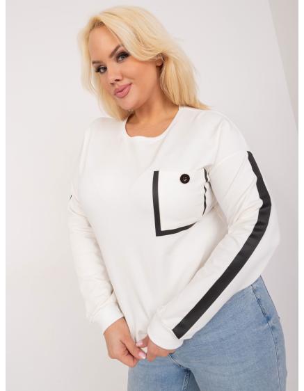 Dámská halenka plus size s kulatým výstřihem ecru