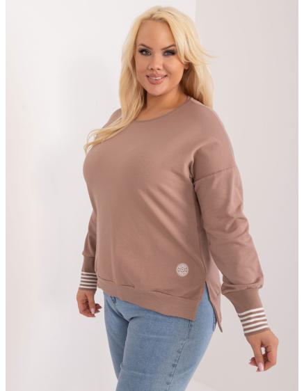 Dámská halenka plus size s rozparky tmavě béžová