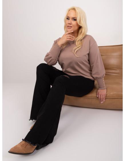 Dámská halenka plus size s buffovými rukávy tmavě béžová