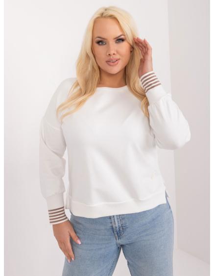 Dámská halenka plus size s kulatým výstřihem ecru