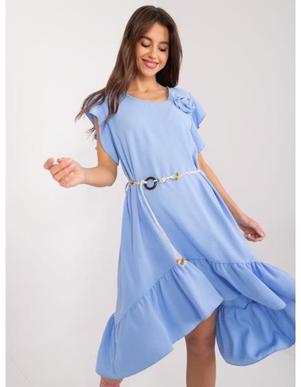 Dámské šaty s volánem světle modré