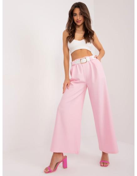 Dámské kalhoty s kapsami světle růžové