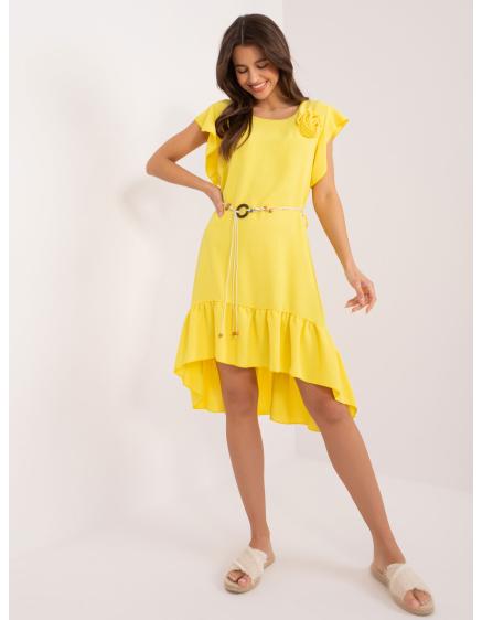 Dámské šaty s volánem žluté