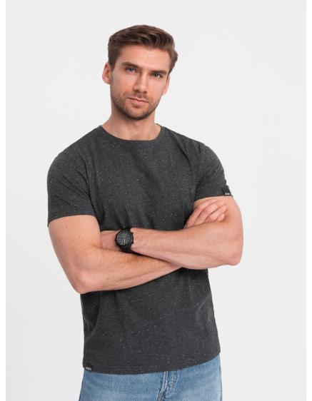 Levně Pánské tričko BASIC s ozdobným efektem V5 OM-TSCT-0178 černé