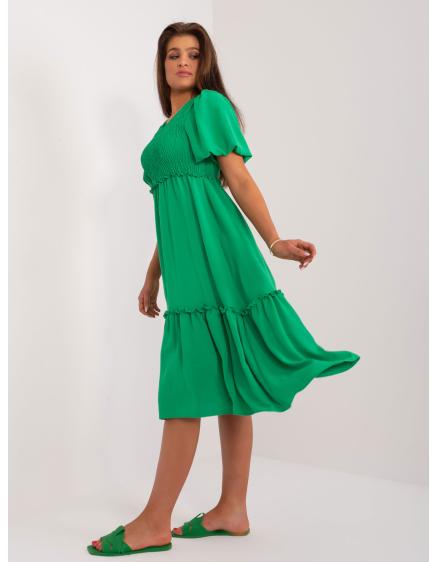 Dámské šaty s elastickým záhybem zelené