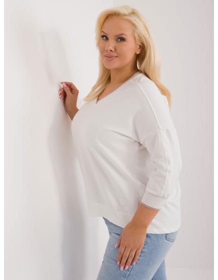 Dámská halenka bavlněná plus size s výstřihem do V ecru