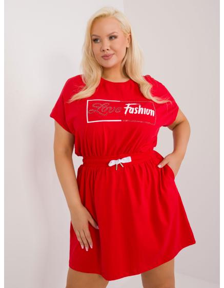 Dámské šaty s elastickým pasem červené