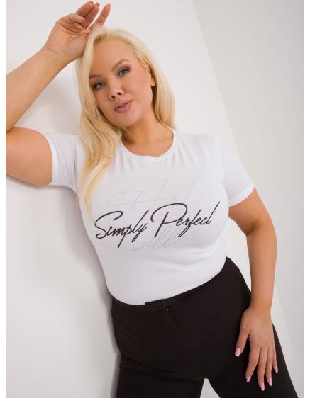 Dámské tričko plus size s kamínky bílé