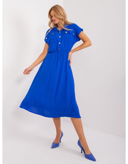 Dámské šaty s elastickým pasem kobaltově modré