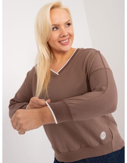 Dámská halenka plus size s manžetami hnědá