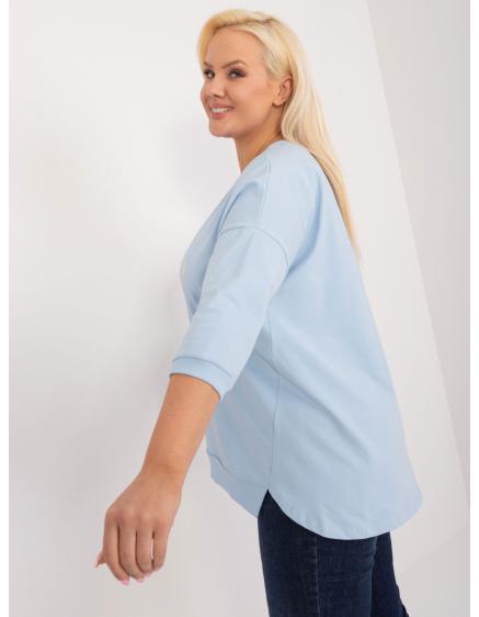 Dámská halenka plus size s rozparky světle modrá