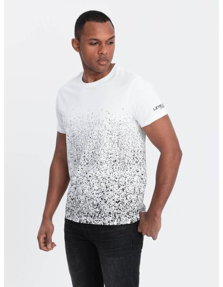 Pánské bavlněné tričko s gradientním potiskem bílé