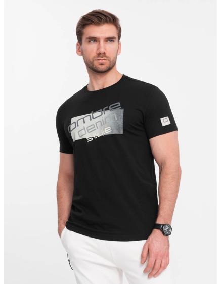 Pánské bavlněné tričko s logem V2 OM-TSPT-0139 černé