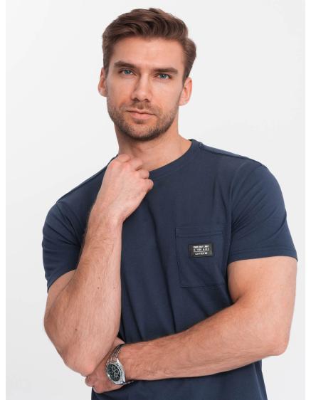 Pánské volnočasové tričko s kapsou s nášivkou V10 OM-TSCT-0109 tmavě modré