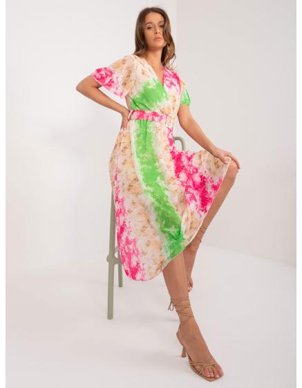 Dámské šaty s krátkým rukávem růžovo zelené