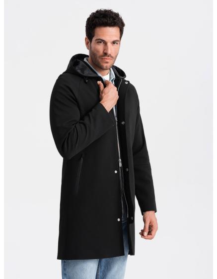 Pánský kabát s kapucí černý
