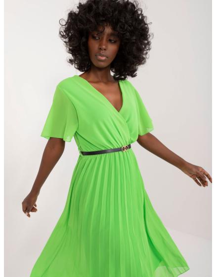 Dámské šaty s plisováním midi světle zelené