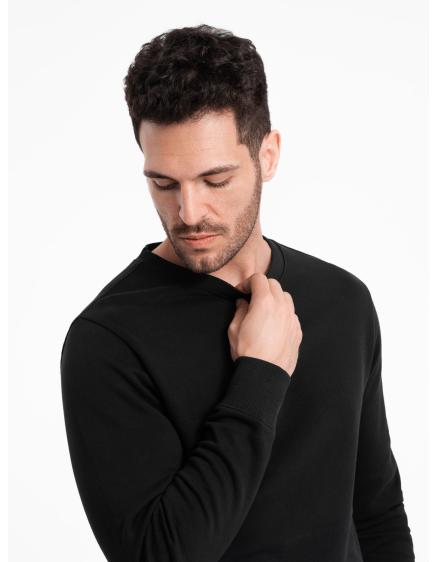 Levně Pánská mikina BASIC s kulatým výstřihem černá