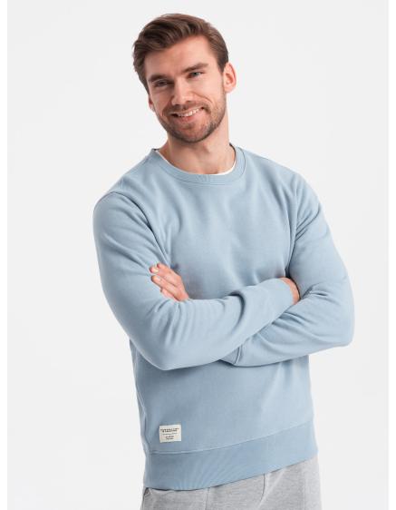 Levně Pánská mikina BASIC s kulatým výstřihem modrá