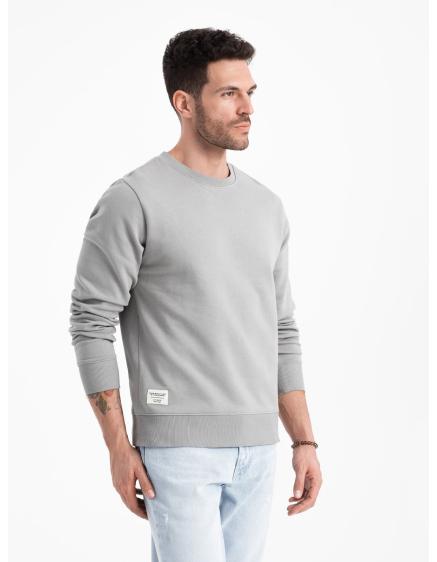 Levně Pánská mikina BASIC s kulatým výstřihem šedá