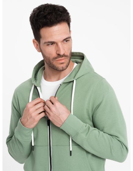 Levně Pánská rozepínací mikina s kapucí BASIC zelená