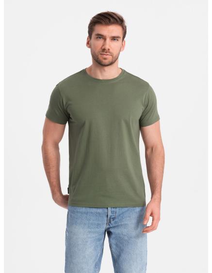 Levně Pánské klasické bavlněné tričko BASIC khaki
