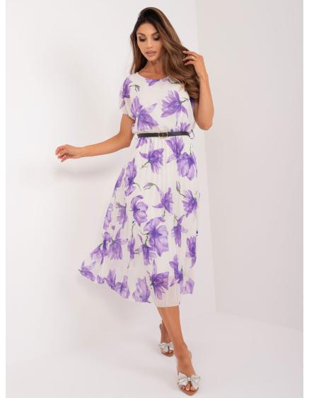 Dámské šaty s páskem midi fialové