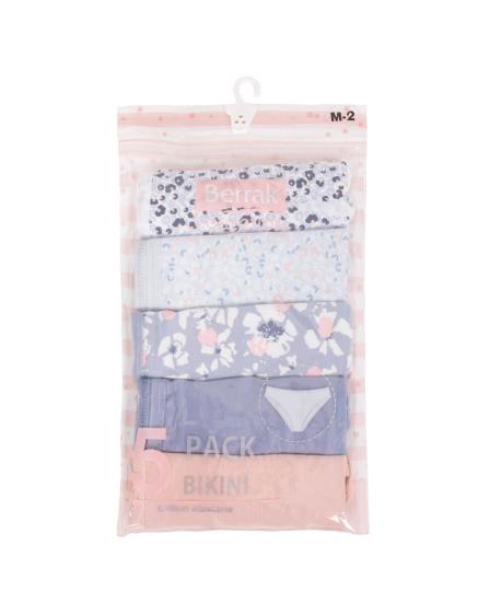 Levně Dámské kalhotky s potiskem 5-pack mátově žluté