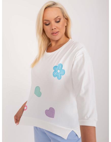 Levně Dámská halenka plus size s rozparky ecru