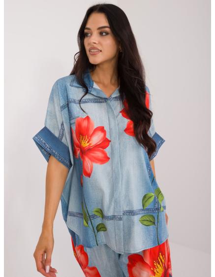 Levně Dámská košile oversize modrá