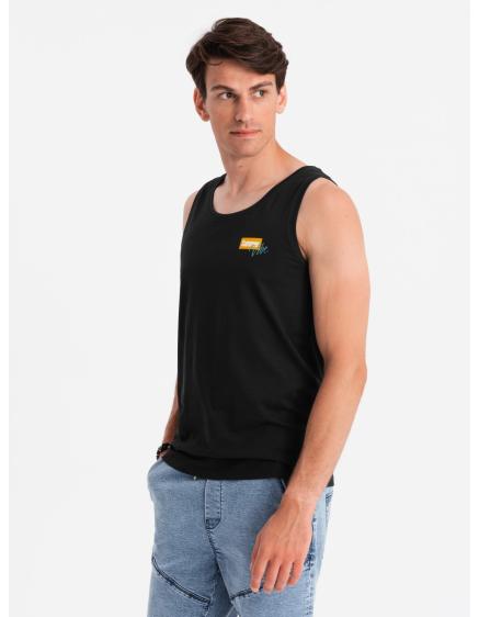 Levně Pánské bavlněné tílko s potiskem Summer Vibe černé V1 OM-TSTT-0191