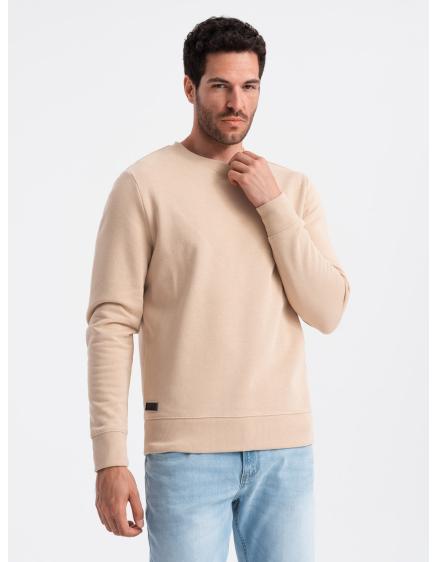 Levně Pánská bavlněná nepropínací mikina BASIC béžová