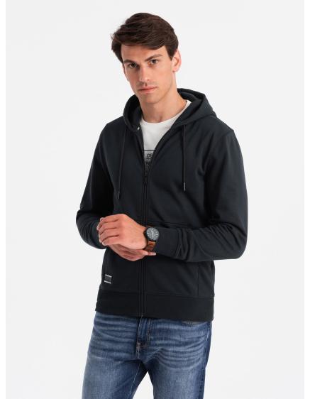 Levně Pánská rozepínací bavlněná mikina BASIC černá