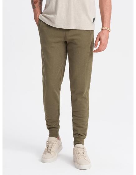 Levně Pánské bavlněné tepláky BASIC jogger olivové