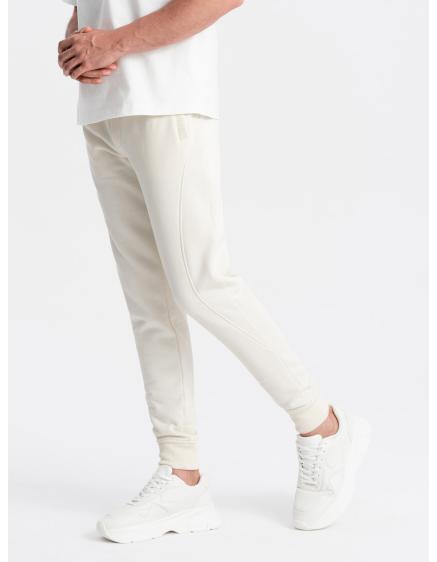 Levně Pánské bavlněné tepláky BASIC joggers krémové