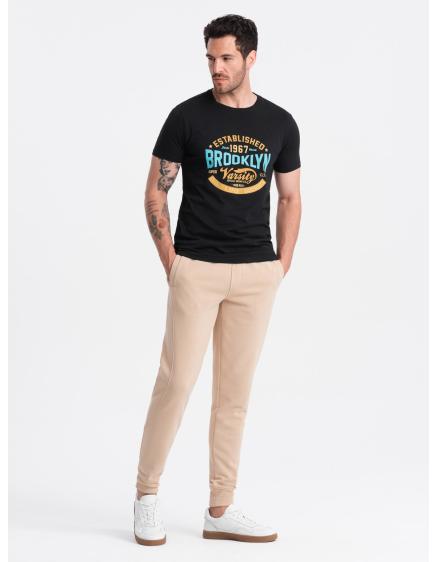 Levně Pánské bavlněné tepláky jogger BASIC béžové