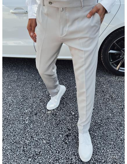 Levně Pánské elegantní kalhoty OTA světle šedé