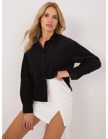 Levně Dámská košile oversize s kapsami manšestrová SUBLEVEL černá